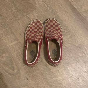 Red checkered vans, size is 6.5